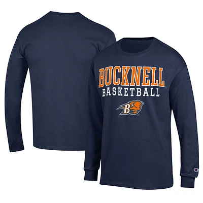 Men's Champion  Navy Bucknell Bison Icon Logo Basketball Jersey Long Sleeve T-Shirt