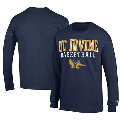 Men's Champion  Navy UC Irvine Anteaters Icon Logo Basketball Jersey Long Sleeve T-Shirt