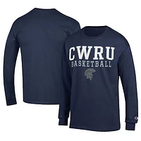 Men's Champion  Navy Case Western Reserve Spartans Icon Logo Basketball Jersey Long Sleeve T-Shirt