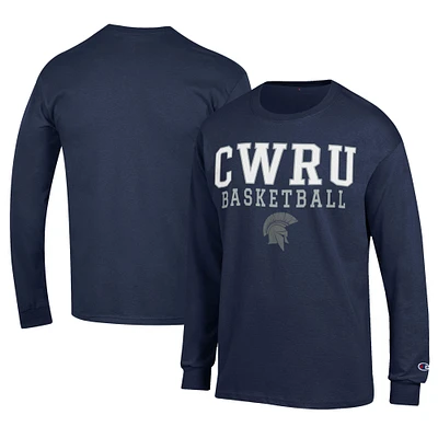 Men's Champion  Navy Case Western Reserve Spartans Icon Logo Basketball Jersey Long Sleeve T-Shirt