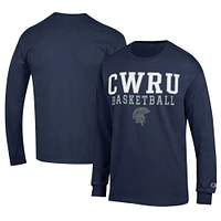 Men's Champion  Navy Case Western Reserve Spartans Icon Logo Basketball Jersey Long Sleeve T-Shirt