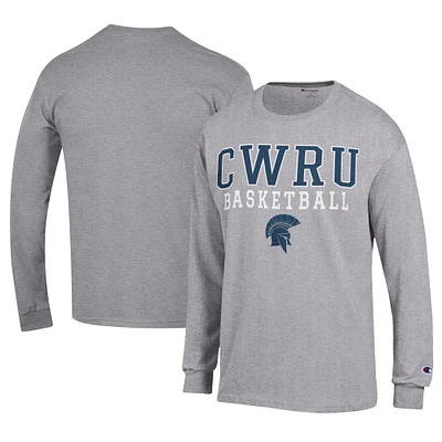 Men's Champion  Gray Case Western Reserve Spartans Icon Logo Basketball Jersey Long Sleeve T-Shirt