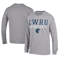 Men's Champion  Gray Case Western Reserve Spartans Icon Logo Basketball Jersey Long Sleeve T-Shirt