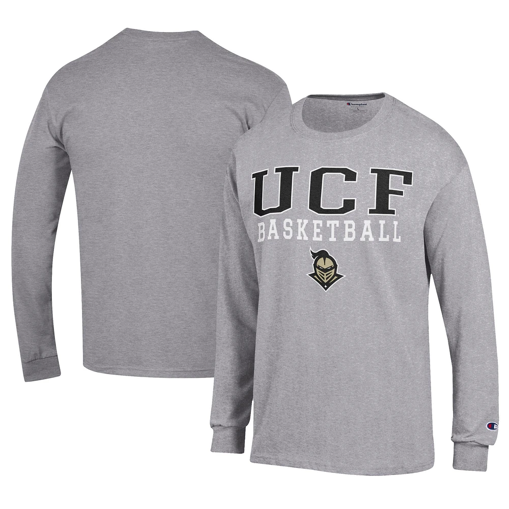 Men's Champion Gray UCF Knights Icon Logo Basketball Jersey Long Sleeve T-Shirt