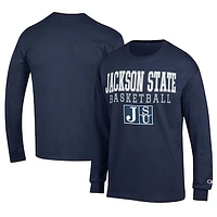 Men's Champion  Navy Jackson State Tigers Icon Logo Basketball Jersey Long Sleeve T-Shirt