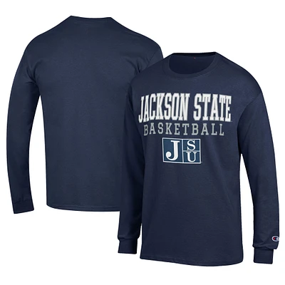 Men's Champion  Navy Jackson State Tigers Icon Logo Basketball Jersey Long Sleeve T-Shirt