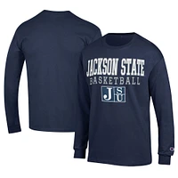 Men's Champion  Navy Jackson State Tigers Icon Logo Basketball Jersey Long Sleeve T-Shirt