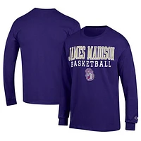 Men's Champion  Purple James Madison Dukes Icon Logo Basketball Jersey Long Sleeve T-Shirt
