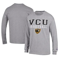Men's Champion  Gray VCU Rams Icon Logo Basketball Jersey Long Sleeve T-Shirt