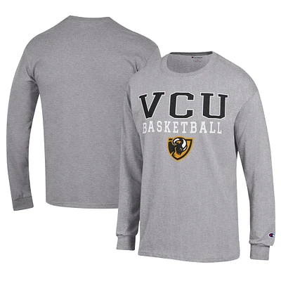 Men's Champion  Gray VCU Rams Icon Logo Basketball Jersey Long Sleeve T-Shirt