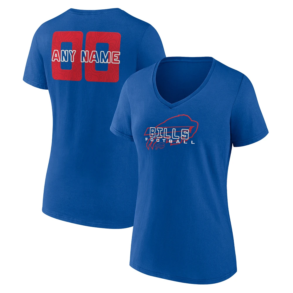 Women's Royal Buffalo Bills Stellar Personalized Name & Number V-Neck T-Shirt