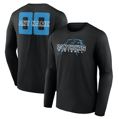 Men's Black Carolina Panthers Stellar Personalized Name & Number Long Sleeve T-Shirt