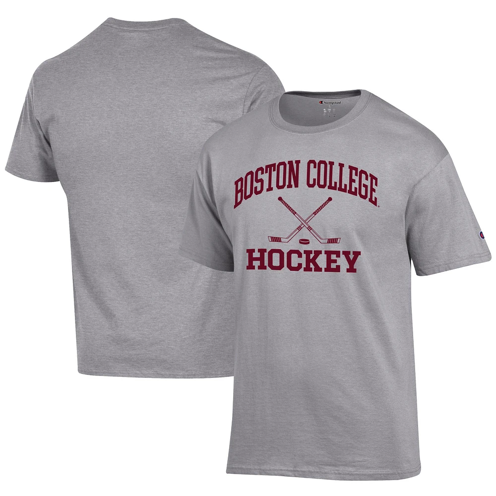 Men's Champion Gray Boston College Eagles Icon Logo Hockey Jersey T-Shirt