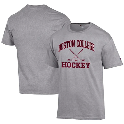 Men's Champion  Gray Boston College Eagles Icon Logo Hockey Jersey T-Shirt
