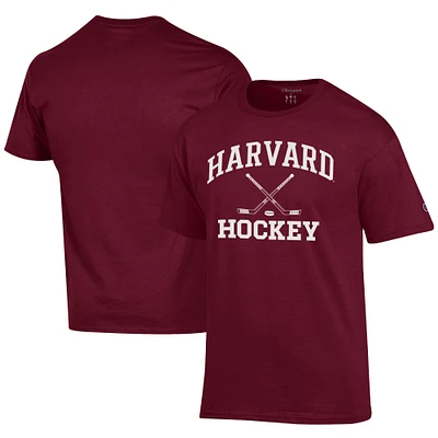 Men's Champion  Crimson Harvard Icon Logo Hockey Jersey T-Shirt