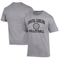 Men's Champion  Gray Coastal Carolina Chanticleers Icon Logo Volleyball Jersey T-Shirt