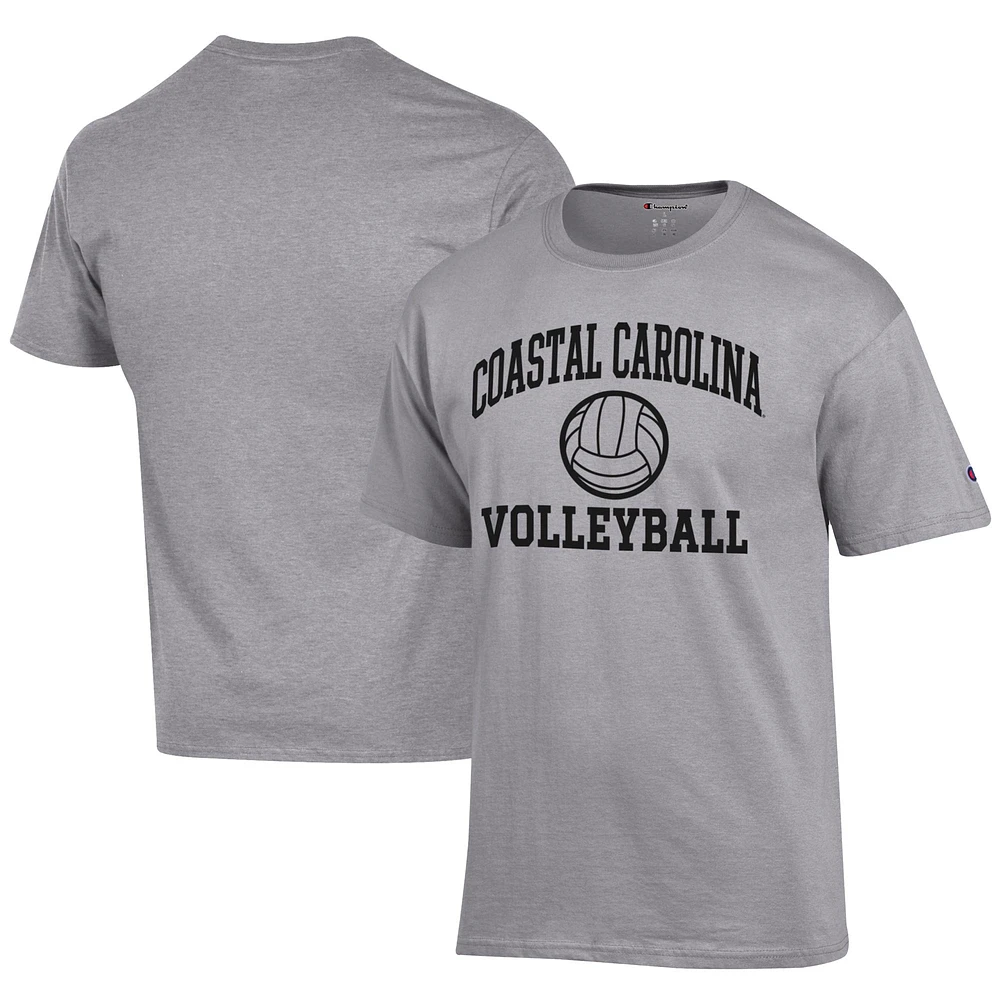 Men's Champion Gray Coastal Carolina Chanticleers Icon Logo Volleyball Jersey T-Shirt