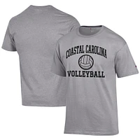 Men's Champion  Gray Coastal Carolina Chanticleers Icon Logo Volleyball Jersey T-Shirt