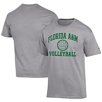 Men's Champion Gray Florida A&M Rattlers Icon Logo Volleyball Jersey T-Shirt