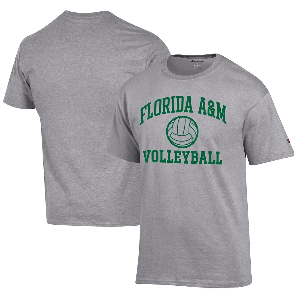 Men's Champion Gray Florida A&M Rattlers Icon Logo Volleyball Jersey T-Shirt