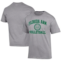 Men's Champion Gray Florida A&M Rattlers Icon Logo Volleyball Jersey T-Shirt