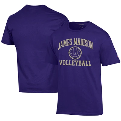 Men's Champion  Purple James Madison Dukes Icon Logo Volleyball Jersey T-Shirt