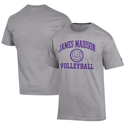 Men's Champion  Gray James Madison Dukes Icon Logo Volleyball Jersey T-Shirt