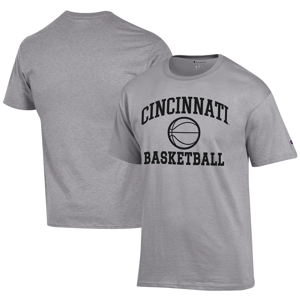 Men's Champion Gray Cincinnati Bearcats Icon Logo Basketball Jersey T-Shirt