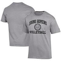 Men's Champion  Gray Johns Hopkins Blue Jays Icon Logo Volleyball Jersey T-Shirt