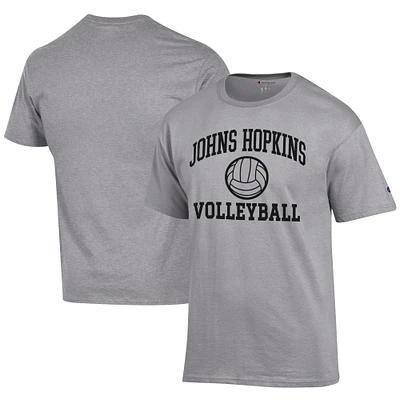 Men's Champion  Gray Johns Hopkins Blue Jays Icon Logo Volleyball Jersey T-Shirt