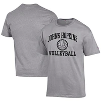 Men's Champion  Gray Johns Hopkins Blue Jays Icon Logo Volleyball Jersey T-Shirt