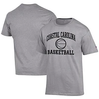 Men's Champion  Gray Coastal Carolina Chanticleers Icon Logo Basketball Jersey T-Shirt