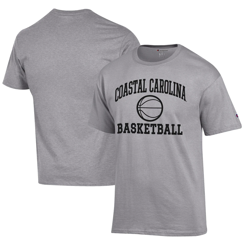 Men's Champion Gray Coastal Carolina Chanticleers Icon Logo Basketball Jersey T-Shirt