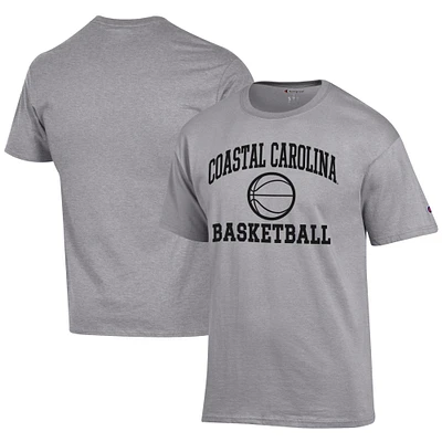Men's Champion  Gray Coastal Carolina Chanticleers Icon Logo Basketball Jersey T-Shirt