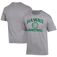 Men's Champion  Gray Hawaii Rainbow Warriors Icon Logo Basketball Jersey T-Shirt