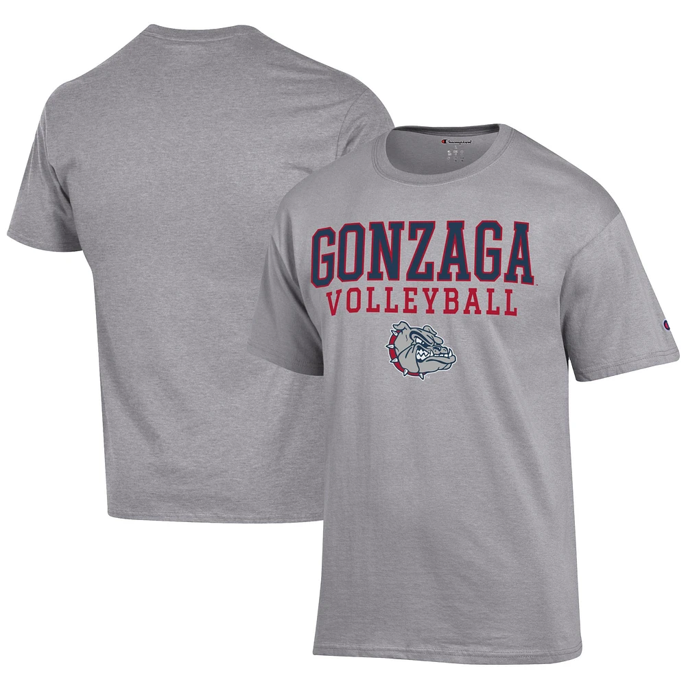 Men's Champion Gray Gonzaga Bulldogs Icon Logo Volleyball Jersey T-Shirt