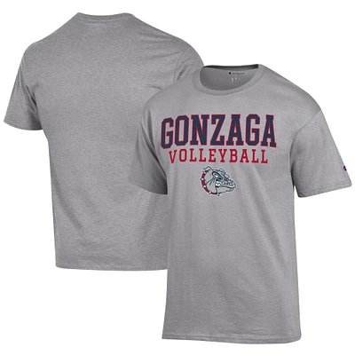 Men's Champion  Gray Gonzaga Bulldogs Icon Logo Volleyball Jersey T-Shirt