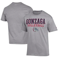 Men's Champion  Gray Gonzaga Bulldogs Icon Logo Volleyball Jersey T-Shirt