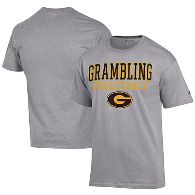Men's Champion  Gray Grambling Tigers Icon Logo Volleyball Jersey T-Shirt