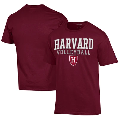 Men's Champion  Crimson Harvard Icon Logo Volleyball Jersey T-Shirt