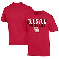 Men's Champion  Red Houston Cougars Icon Logo Volleyball Jersey T-Shirt