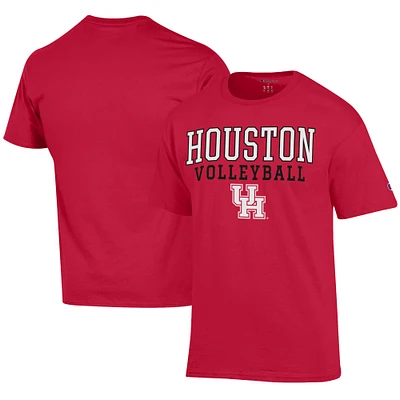 Men's Champion  Red Houston Cougars Icon Logo Volleyball Jersey T-Shirt