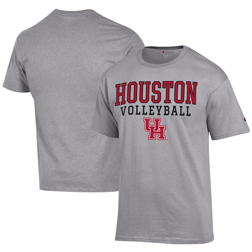 Men's Champion Gray Houston Cougars Icon Logo Volleyball Jersey T-Shirt