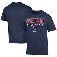 Men's Champion  Navy Pennsylvania Quakers Icon Logo Volleyball Jersey T-Shirt