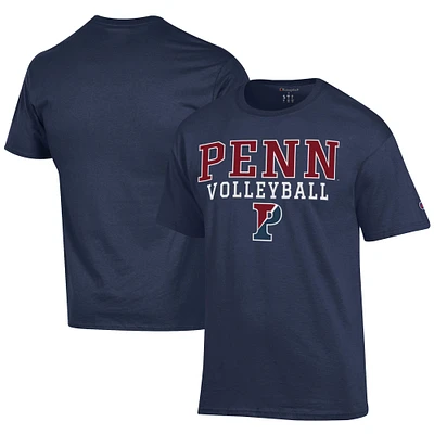 Men's Champion  Navy Pennsylvania Quakers Icon Logo Volleyball Jersey T-Shirt