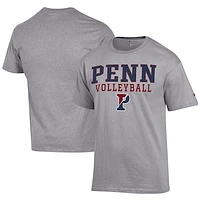 Men's Champion  Gray Pennsylvania Quakers Icon Logo Volleyball Jersey T-Shirt