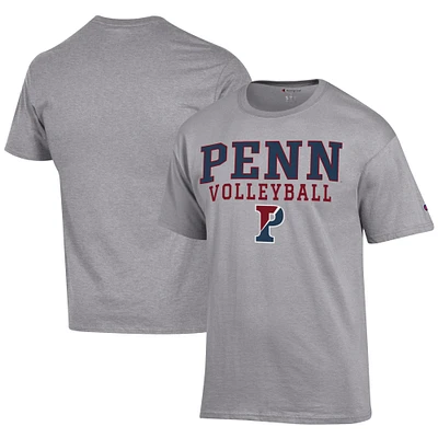 Men's Champion  Gray Pennsylvania Quakers Icon Logo Volleyball Jersey T-Shirt