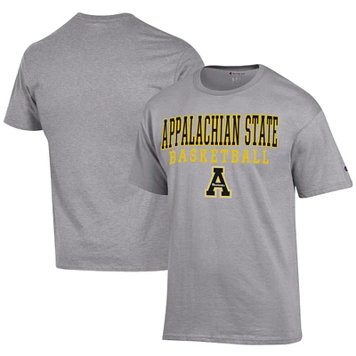 Men's Champion  Gray Appalachian State Mountaineers Icon Logo Basketball Jersey T-Shirt