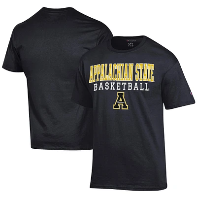 Men's Champion  Black Appalachian State Mountaineers Icon Logo Basketball Jersey T-Shirt