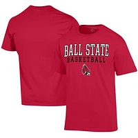 Men's Champion  Cardinal Ball State Cardinals Icon Logo Basketball Jersey T-Shirt